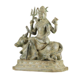 Indonesian Bronze Lord Shiva Seated on Nandi | 16" x 14" x 8" | 4.6 kg | Lost Wax Cast Bronze Sculpture | Traditional Hindu Art | Sacred Statue | Jaipurio